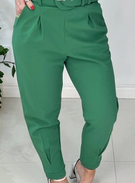 calca de malha crepe com pregas