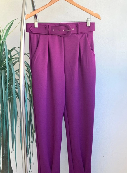 calca de malha crepe com pregas