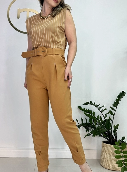 calca de malha crepe com pregas