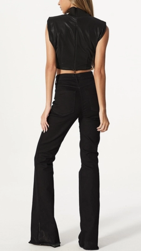 calca sarja flare open