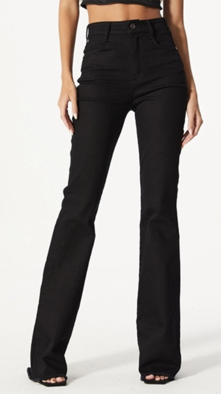 calca sarja flare open