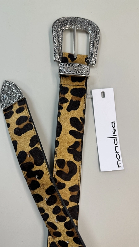 cinto couro country animal print