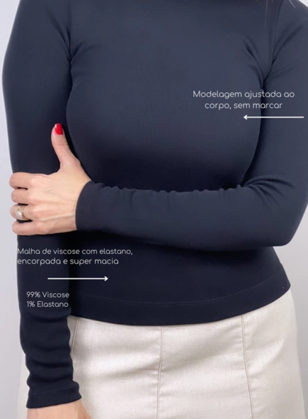blusa malu manga longa gola alta