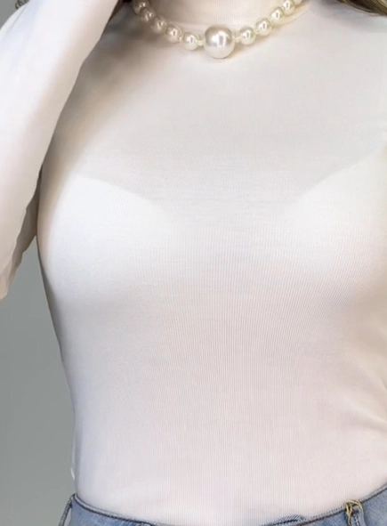 blusa malu manga longa gola alta