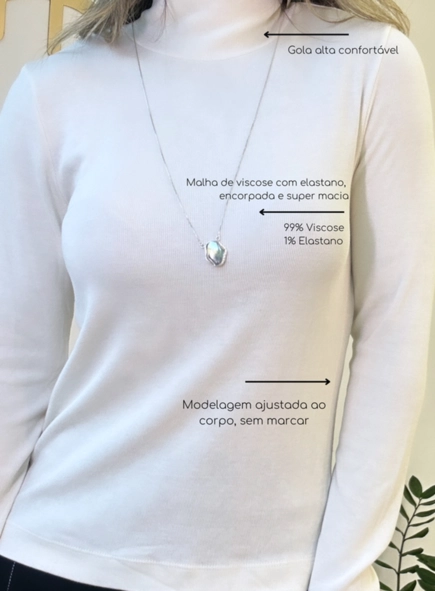 blusa malu manga longa gola alta