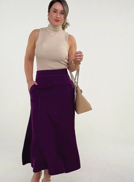 Saia midi linho malu