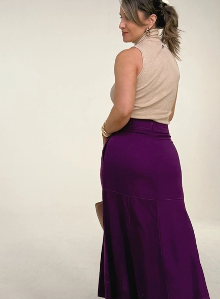 Saia midi linho malu