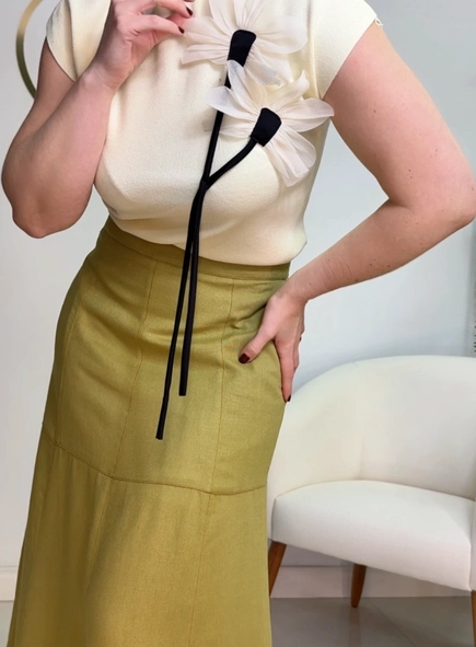 Saia midi linho malu