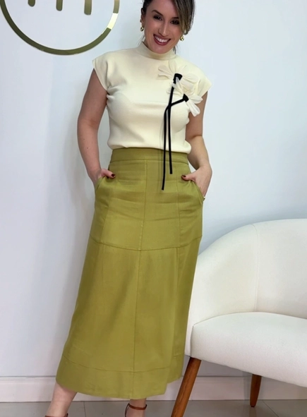 Saia midi linho malu