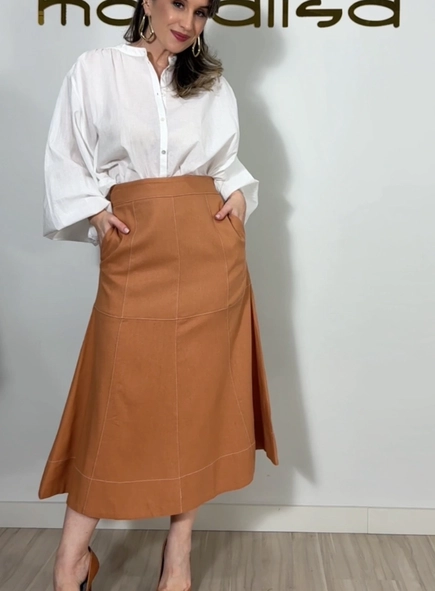 Saia midi linho malu