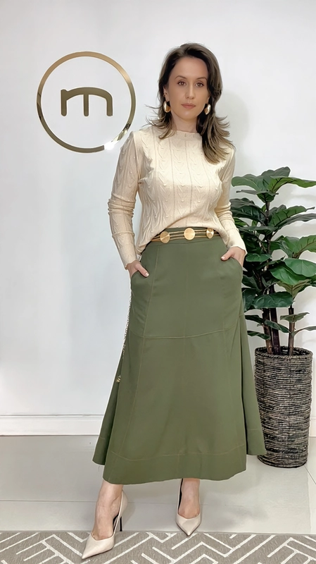 Saia midi linho malu
