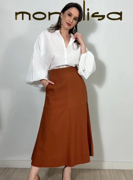 Saia midi linho malu