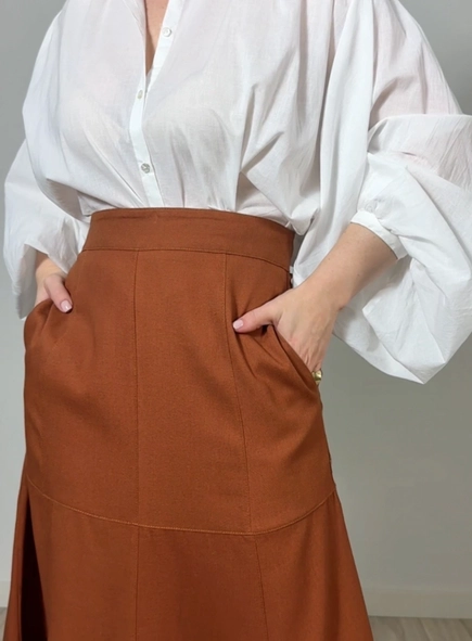 Saia midi linho malu