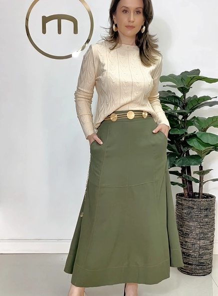 Saia midi linho malu