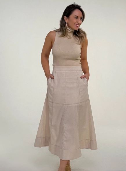 Saia midi linho malu