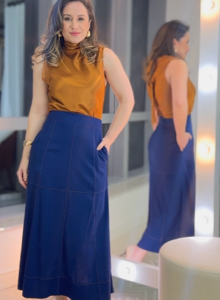 Saia midi linho malu