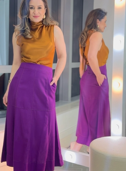 Saia midi linho malu