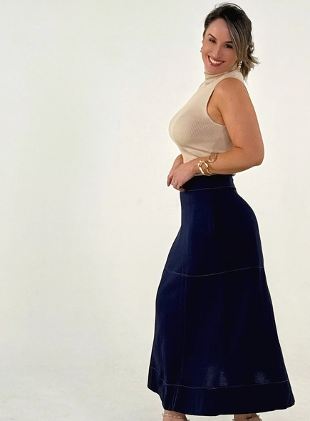 Saia midi linho malu