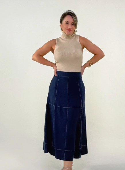 Saia midi linho malu