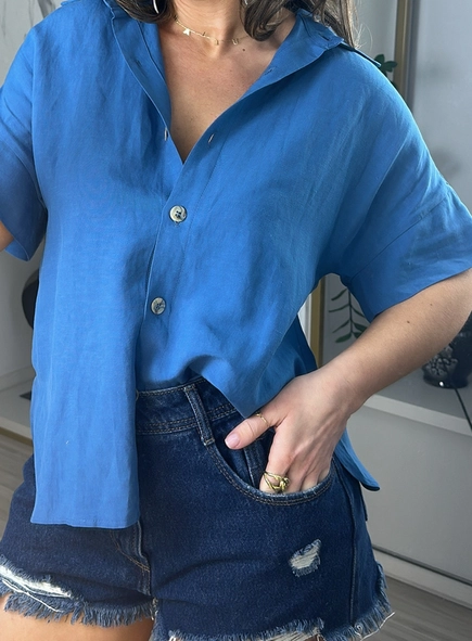 camisa linho manga curta melbourne borda barroca