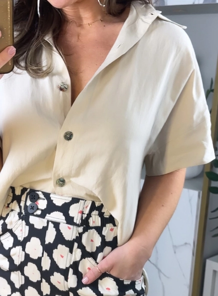 camisa linho manga curta melbourne borda barroca