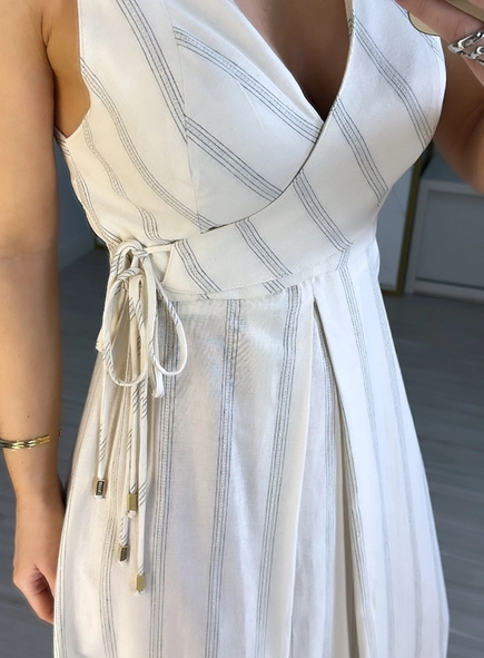 vestido midi listra lurex animale