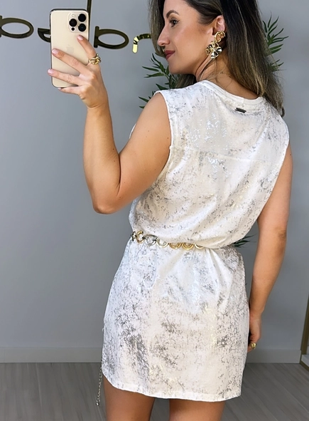 vestido calvin klein moletom metalizado