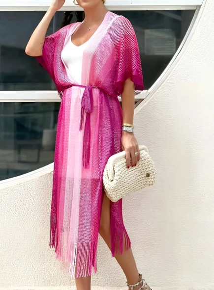 kimono lurex alongado degradê