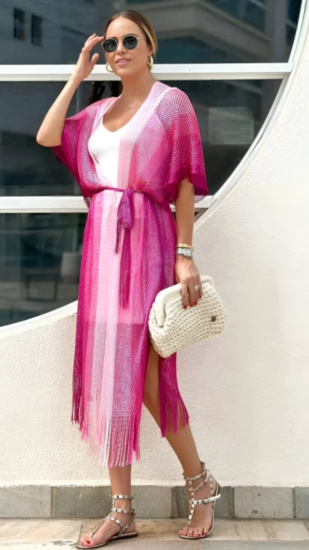 Kimono lurex alongado degradê