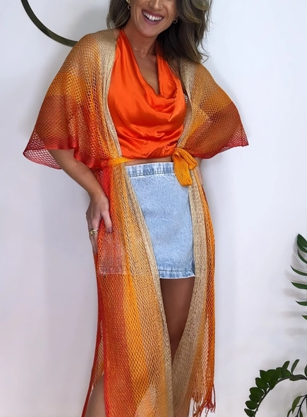 kimono lurex alongado degradê