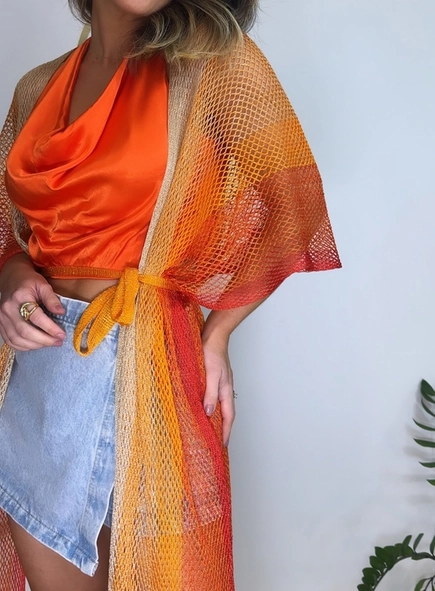 kimono lurex alongado degradê