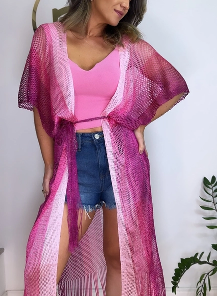 kimono lurex alongado degradê