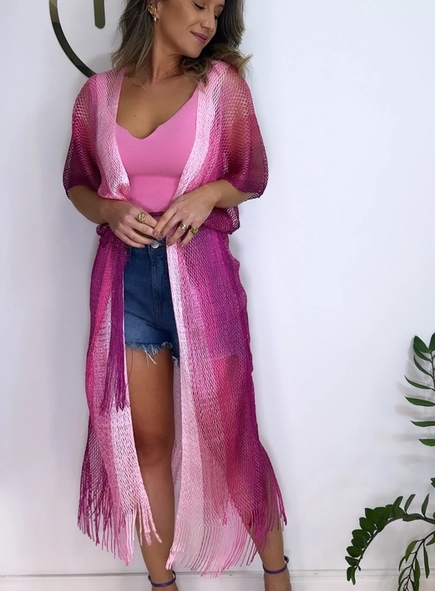 kimono lurex alongado degradê