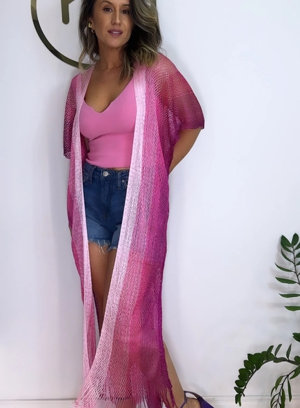 kimono lurex alongado degradê