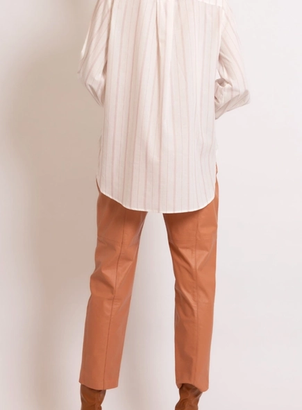 camisa ampla listras borda barroca