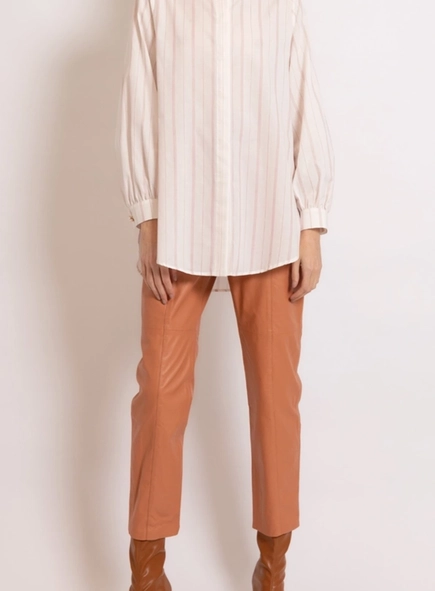 camisa ampla listras borda barroca