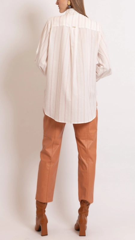 camisa ampla listras borda barroca