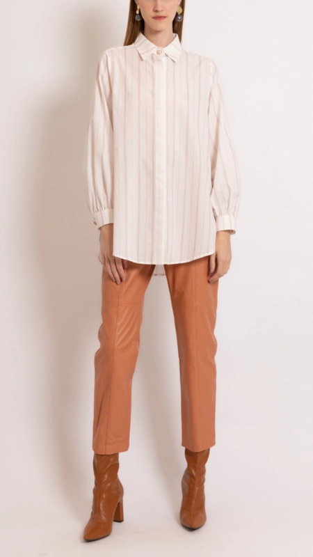 camisa ampla listras borda barroca