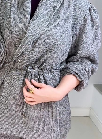 casaco kimono lurex manga bufante animale jeans