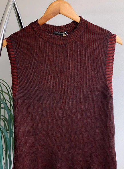 blusa tricot regata canelada animale jeans