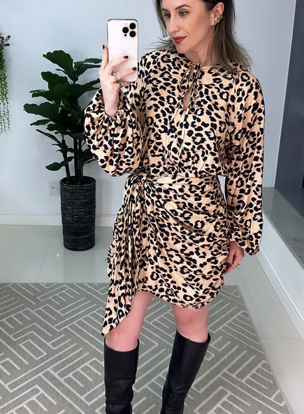 vestido curto onça regular animale jeans