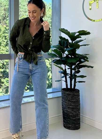 calça reta stone dudalina