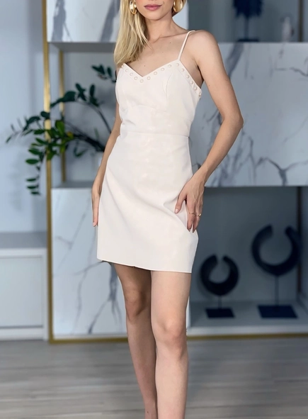 vestido animale jeans like leather aplicação