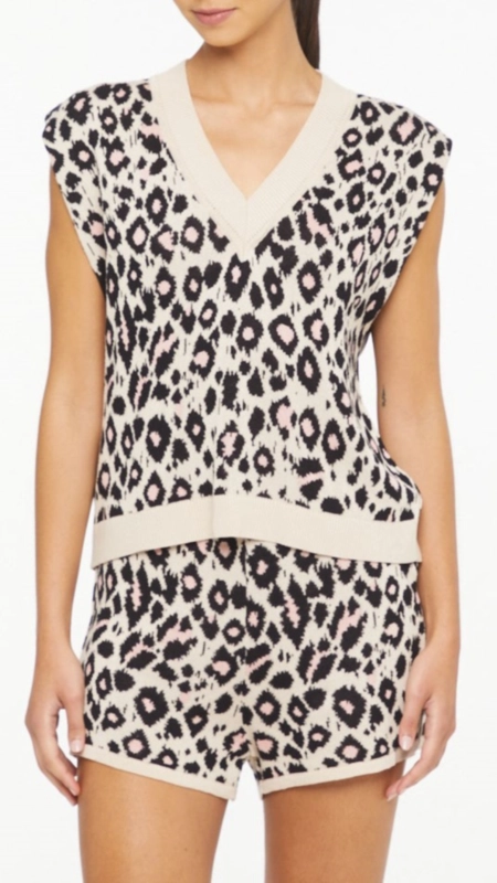 blusa colete tricot animale jeans jacquard onça ikate