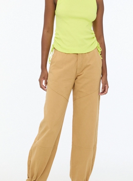 regata canelada animale jeans franzido lateral