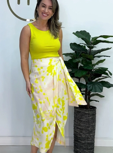 regata canelada animale jeans franzido lateral