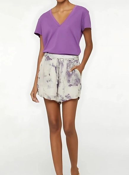 short animale jeans nuvem peonia