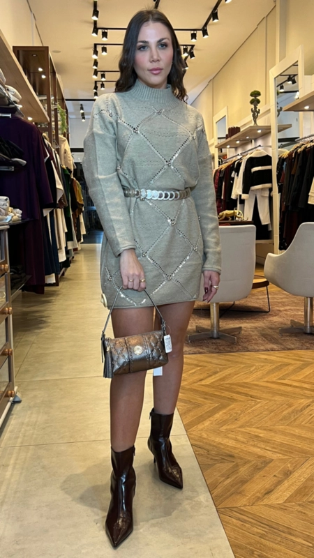 Maxi tricot bordado paetê