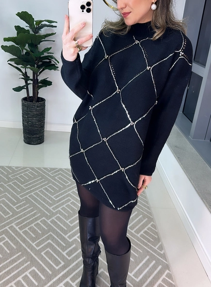 maxi tricot bordado paetê