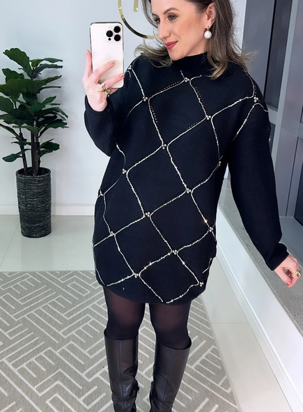 maxi tricot bordado paetê